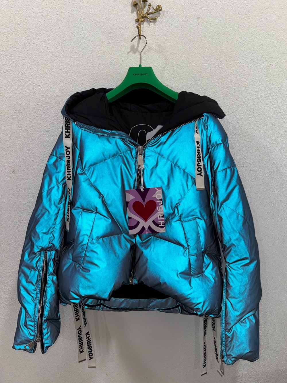 KHRISJOY Reflective Blue Oversized Goose Down Puffer Jacket NWT Sz: M